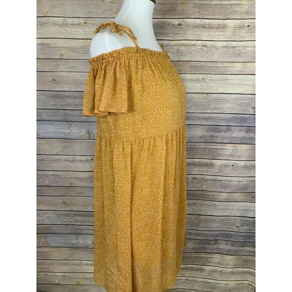 Xhilaration Womens Large Banydoll Dress Cold Shoulder Lined Polka Dot Boho - Picture 7 of 9